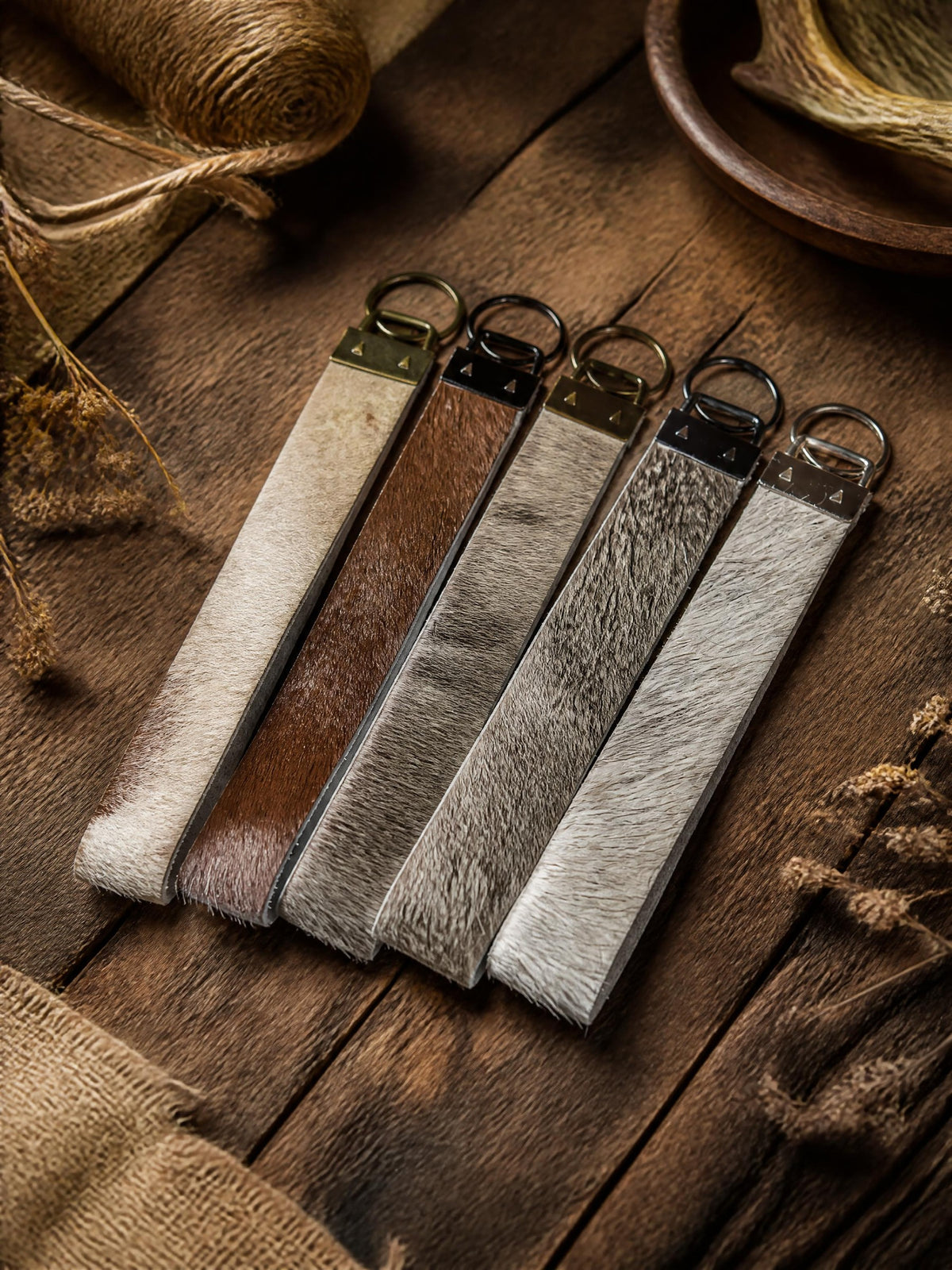 Cowhide Wristlet Keychain
