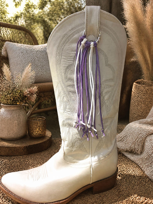 Purple & White Boot Tassel Charm