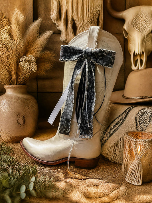 Black Denim Boot Bow