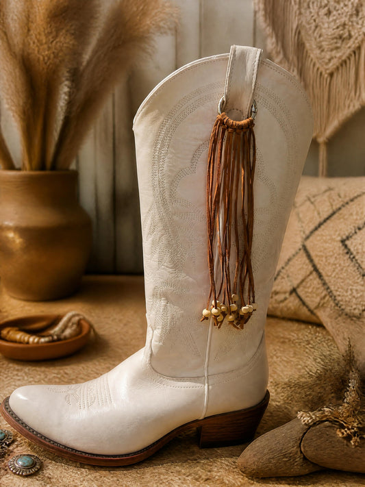 Brown Leather Boot Fringe
