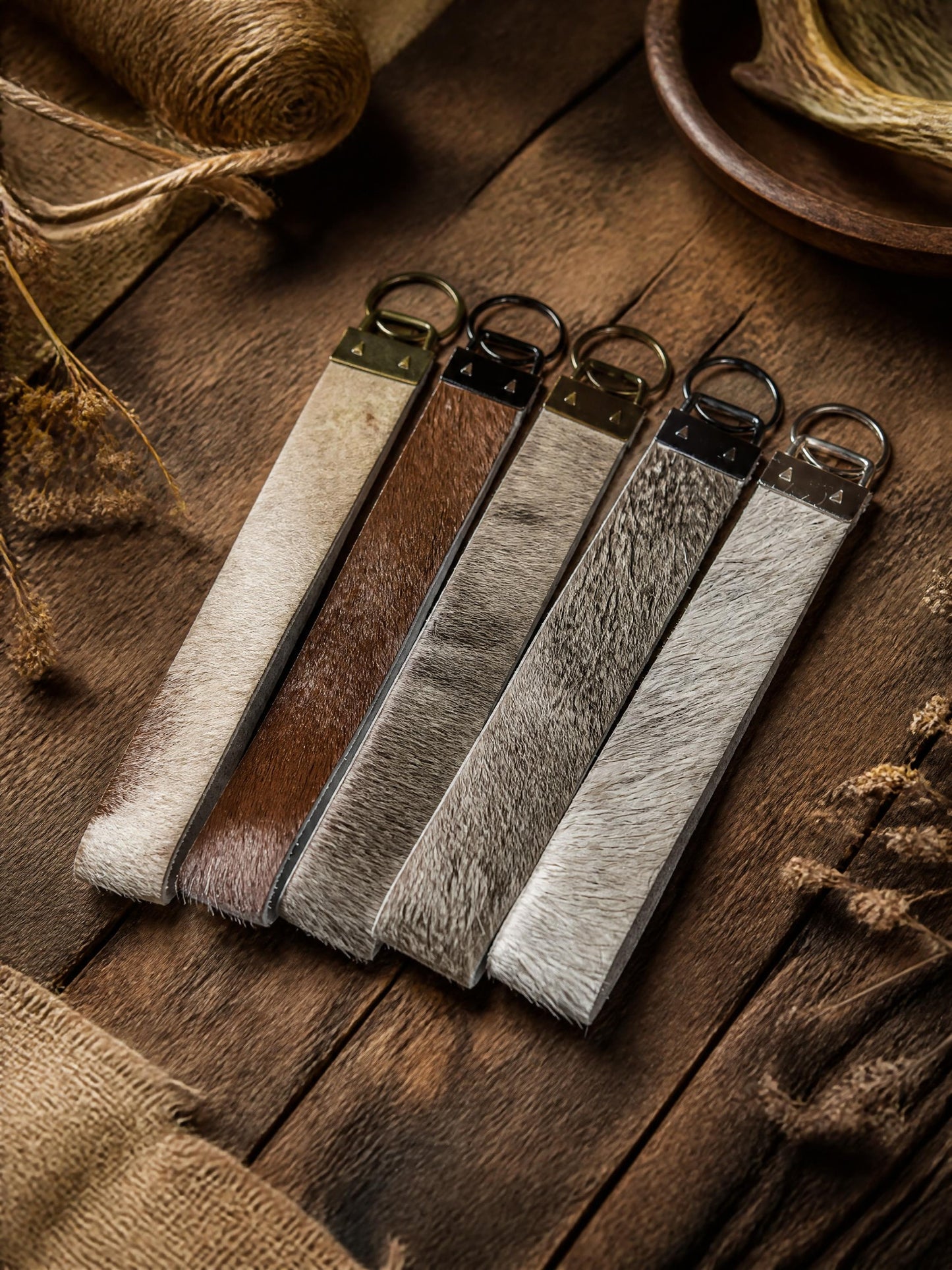 Cowhide Wristlet Keychain